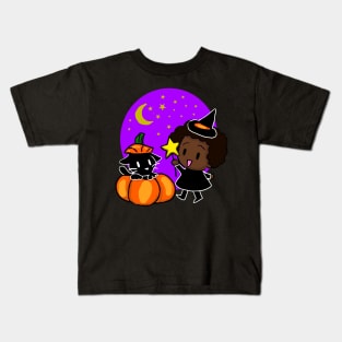 A Witch and her Black Cat Kids T-Shirt